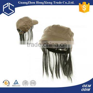 Wholesale custom baseball cap hats with hair attached for women