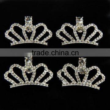 26x41MM Wholesales Bulk Cheap Silver Plated Alloy Crown Crystal Rhinestone Button For Baby Girl Jewelry Garment Accessory