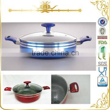 metallic coating aluminum low casserole with marble coating interior MSF-6649