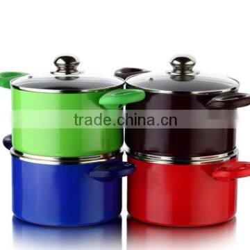 Durable Colorful Aluminum Non-stick Parini Cookware Ceramic Coating Casserole Stock pot Noodle Soup Pot Korea Style