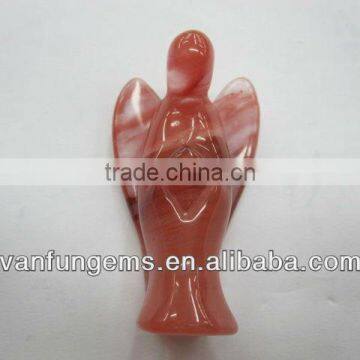 Cherry Quartz Carved Angel