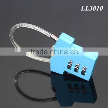 Steel Wire Resettable 3 Digit Combination Travel Luggage Suitcase Padlock Alloy T-shirt Metal Digital Locker Lock photo-3