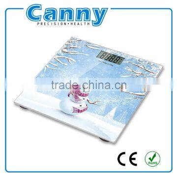Christmas Promotional Electronic Personal Bathroom Weight Scale 6mm Glass