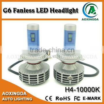 H4 led headlight 2015 new design 12-24V G6 fanless LED headlight bulb with 5 colors available