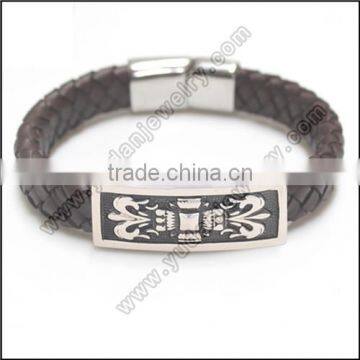 wholesale sideways cross leather bracelet for mens