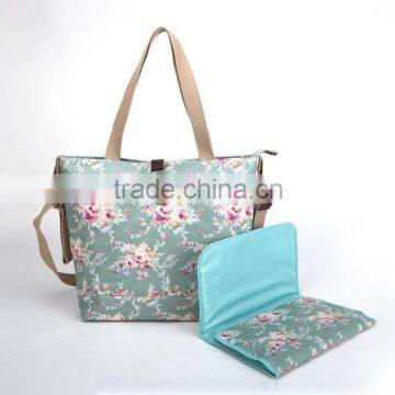 HD0995 RESHINE Fashion Design Oil Cloth Waterproof Olivia Bloom Ladies Nappy Bag 12 Pocket Mummy Shoulder Bag