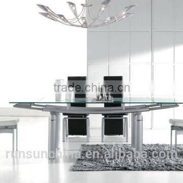 ST-027 glass top dining table/Scalable dining tables