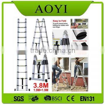 Strong EN131 approved Aluminum folding ladder,Double telescopic ladder