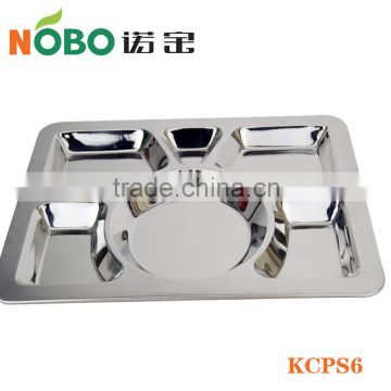 Guangdong Caitang Stainless steel 6 compartments student food tray