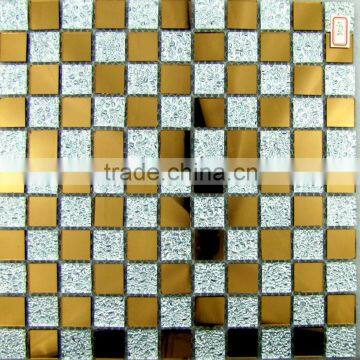 25x25mm handmade crystal glass mosaic tile mix mirror tile checkboard pattern MU19