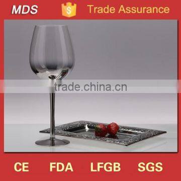 Top quality ribbed silver electroplating wine glass manufacturer