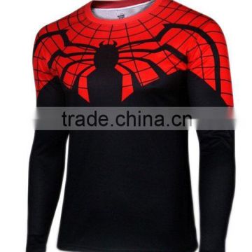 Polyester Spandex Long Sleeves Compression Shirt / Rash Guard with Superior Spiderman design