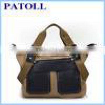 Summer Color Fashion Style Canvas Tote Bag Leather Handle