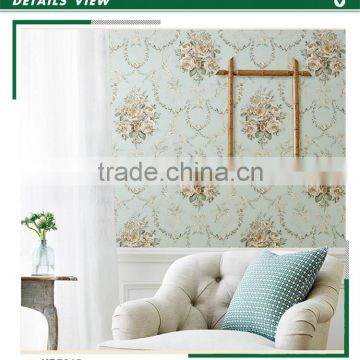 on sale printed non woven wallpaper, blue korean bold floral wall decor for living walls , attractive wall sticker pattern