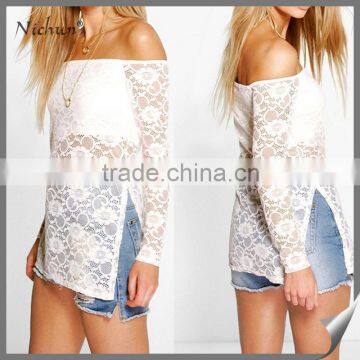 off shoulder long sleeve lace beautiful women tops