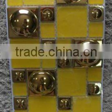 Yellow gold crystal glass mosaic tile for kitchen