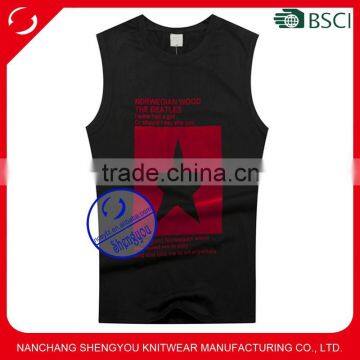 Custom wholesale gym mens plain printed 95% cotton 5% spandex tank top