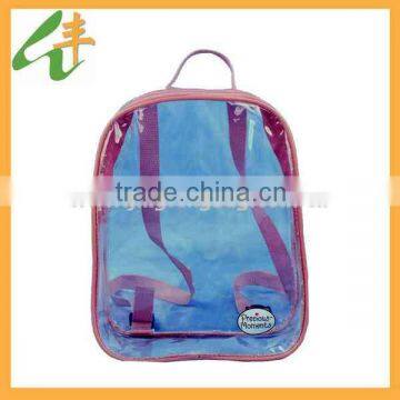 2015 newest light bule clear backpack PVC bag for kid