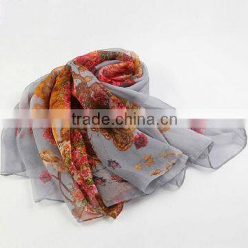 Pure silk chiffon square printed scarf with many avail design