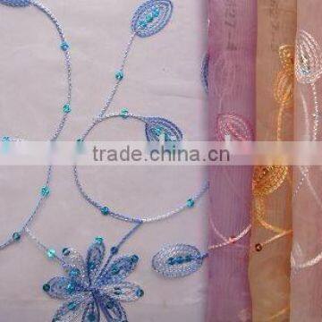 Sequin embroidery organza curtain with spangle