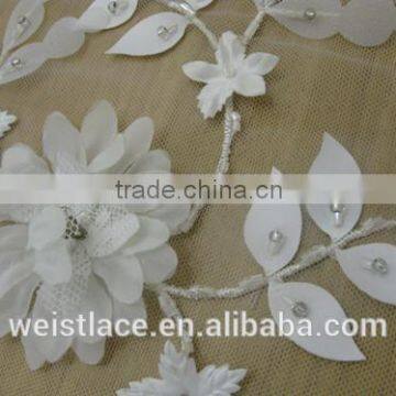 3D Flower Lace/ Beautiful Lace/ Beading Decorate/ Plane Fabrics photo-2
