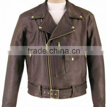 Mens Brown Leather Classic Motorcycle Jacket