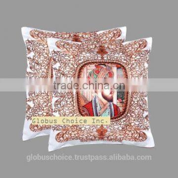 Indian Pillow Case Digitalprint Mughal Emperor Cushion Cover