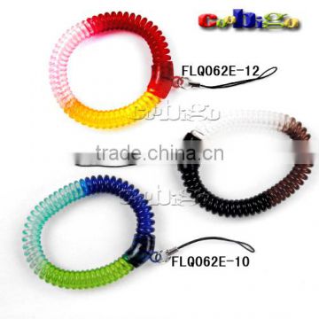 3/8"(10mm) Thickness Mix Color Expandable Coil With Lanyard for Gym Hand Tag Phone Straps