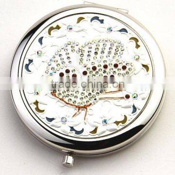 Promotion gift silver diamond butterfly cosmetic mirror