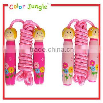 Crossfit jump rope for children pink doll wooden handle jump rope skipping jump rope