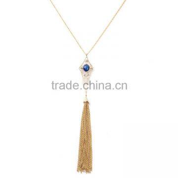 Chain tassel long necklace, alloy pendant necklace, two color plated necklace