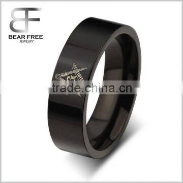 FreeMasonry 6mm Loyal Black Mason Band Stainess Steel Masonic Ring for Men and Women