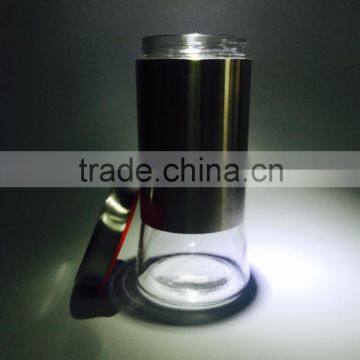 Cylindrical Stainless Steel Sleevel Glass Storage Jar Mason Jar With Screw Cap photo-2