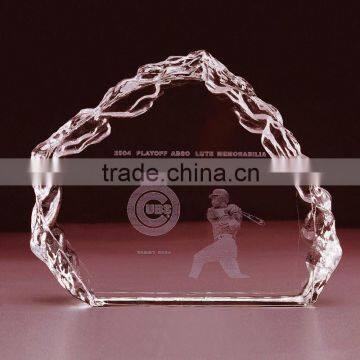 Crystal engraved baseball player insert Iceberg for souvenir