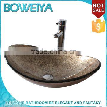 Superior Quality Hand Painted Tempered Glass Made Artificial Natural Stone Granite Look Wash Basin