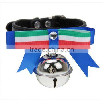 Dogs Puppy Cat Adjustable PU Leather Pet Collar With Bell Bowknot Neck Strap photo-5