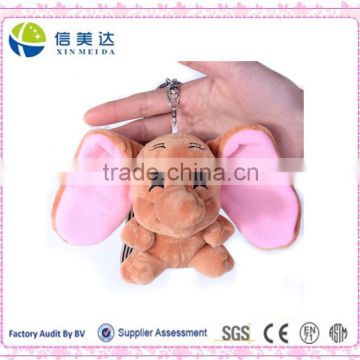 Promotional Gift Customized Plush Brown Elephany with Big Ears Keychain