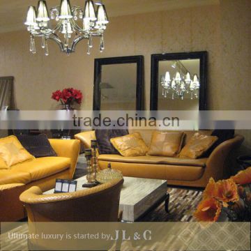 JS10-23 Living Room Furniture Sectional Sofa Full Grain Leather Sofa JL&C Luxury Home Furniture New Sofa Designs