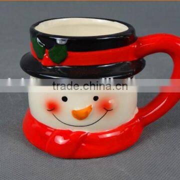 Creative Hot-selling Lovely Cartoon Christmas Snowman Model of Red and Black Ice Cream Ceramic Mug With Handle photo-2