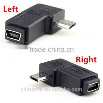 90 Degree Left & Right Angle Mini USB 5 Pin Male to Female Extension Adapter