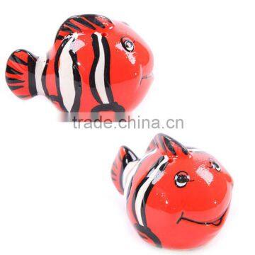 ceramic handpaint fish salt and pepper shaker