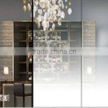 Interior glass partition, white gradual changing glass. ceramic silkscreen glass, opaque to transparent glass