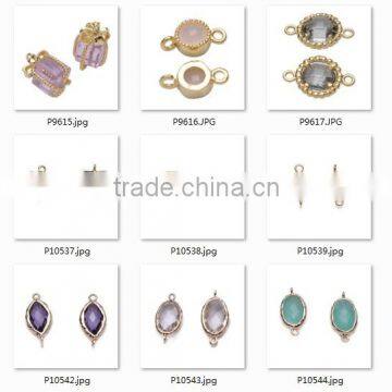 Wholesale Jewelry 14*8.8mm Round New Design Gold Plated Brass Bezel Connectors Gemstones Accessories -P10539