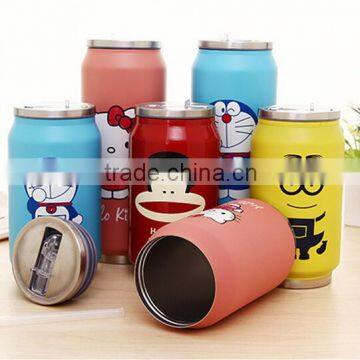 Top quality doraemon hello kitty Minions printed coca-cole style co-friendly 304 stainless steel coffee mugs thermos vacuum cups