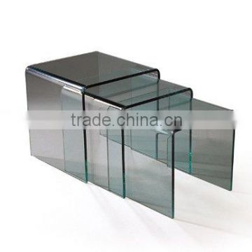 A606 Newest Set of 3 bent glass tables set