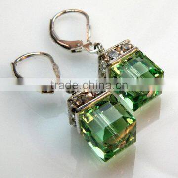 falak gems Peridot Crystal Earrings, Green, Silver, Drop, Dangle, Wedding, Bridesmaid, Spring Fashion Handmade