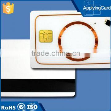 Low cost plastic PVC white contact card with 3 track magnetic stripe