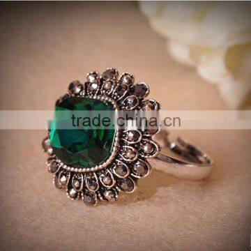 Hmong Silver Rhinestone Fashion Ring Handmade Womans Ring photo-4