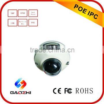 3MP POE Camera -- IP66 Varifocal 30-40m Built-in Mic Dome POE IP Camera