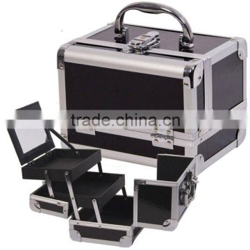 Makeup Cosmetic Train Case Aluminum Box Black